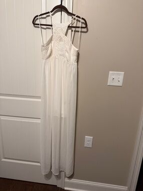 Express White Maxi Dress with Braided Halter Bodice